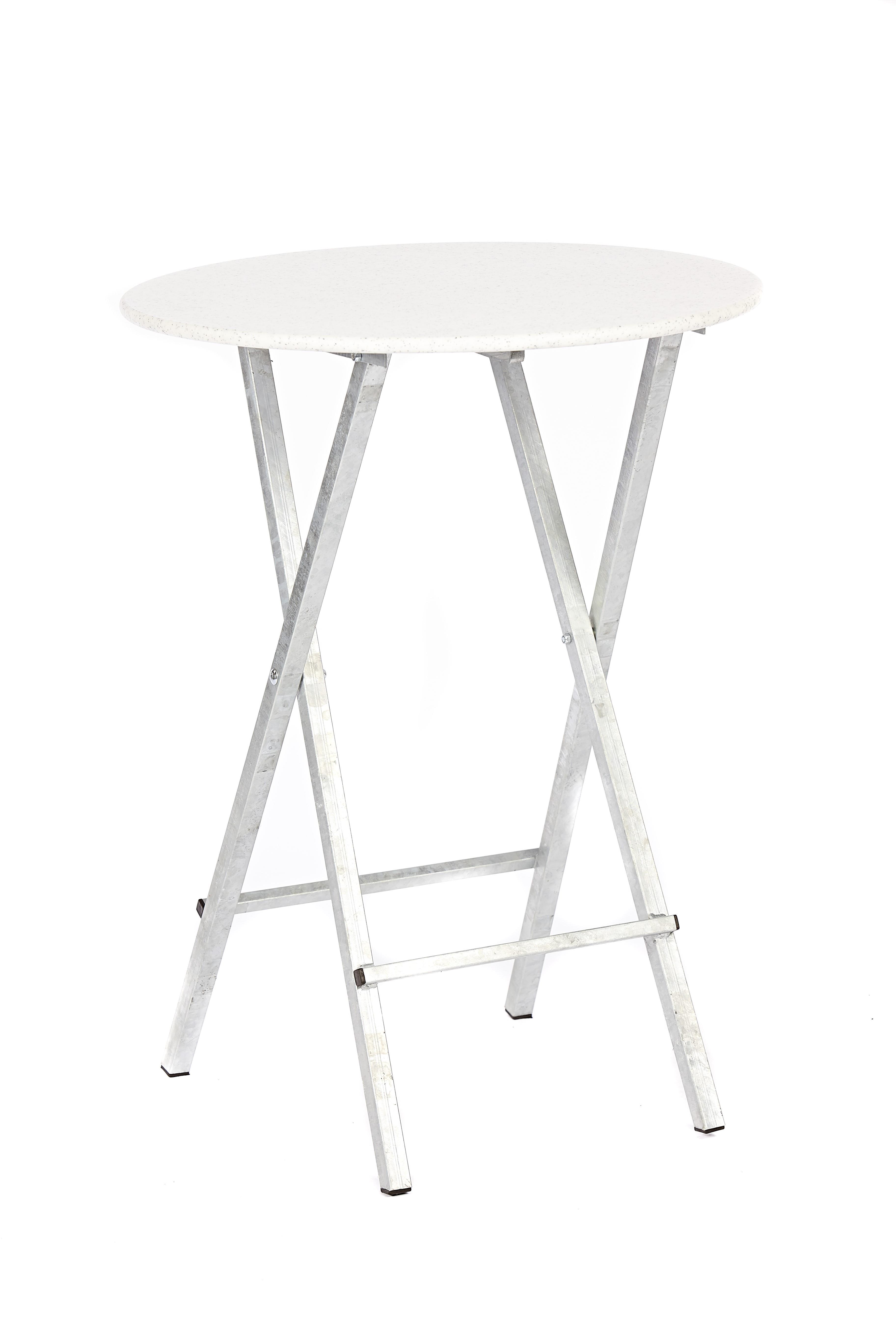 Solida bar table with hot dip galvanized frame (Ø 80 cm) I (White-Black)