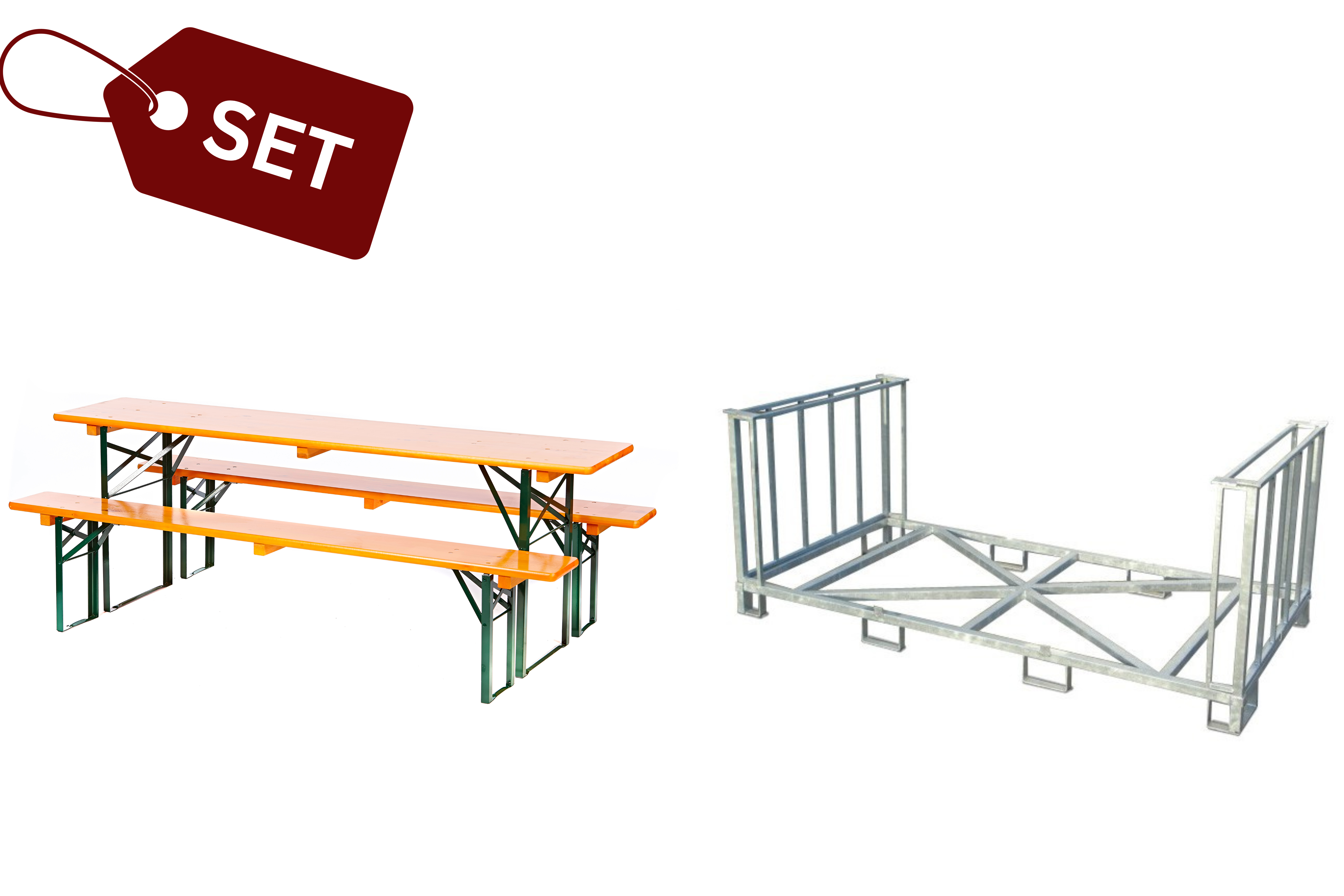 SET: 10 brewery-quality beer tent sets, orange (50) (N) + transport box